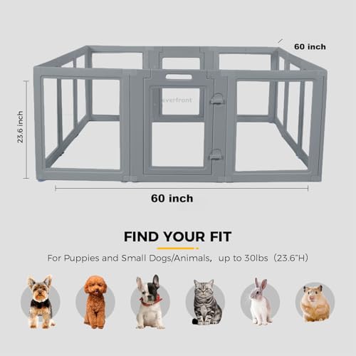 Image of EVERFRONT Clear Acrylic Dog Playpen - Clear Dog Play Pen - Easy Assemble Acrylic Dog Playpen - Puppy Playpen, Cat Playpen, Small Animal Playpen, Dog Play Pen Indoors