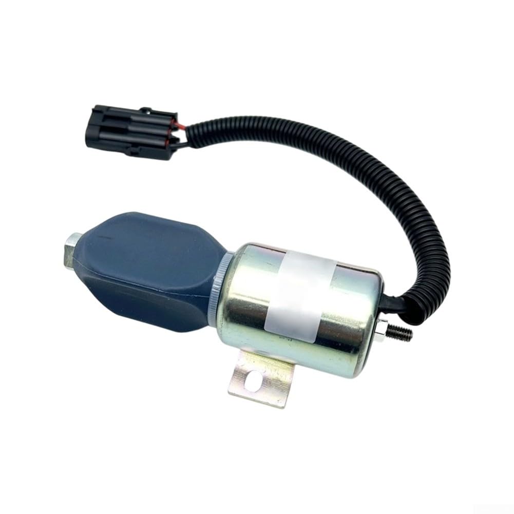 Électrovanne d'arrêt de flamme 24 V 332J5060 pour pelleteuses et tracteurs JCB JS130 JS160 JS180 JS240 Construction en métal Fiable Arrêt de carburant Pièce de rechange Blac