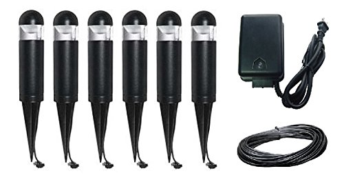 8 Piece Malibu LED Pathway Lighting Kit with Transformer & 75 ft low voltage wire for Yards, Pathways, Gardens. w/ Black Finish BY MALIBU DISTRIBUTION