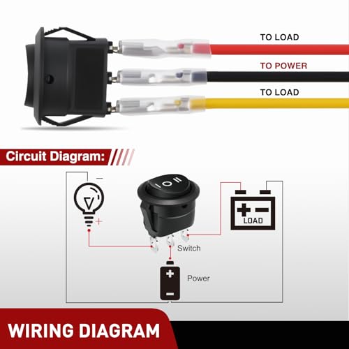 Image of Nilight 8PCS 3 Way Round Rocker Switch with Wiring Harness