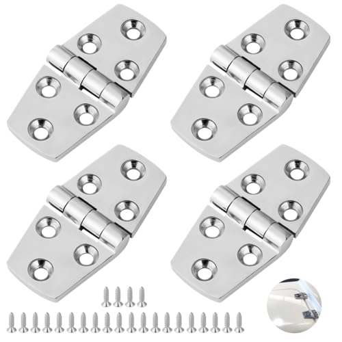 Hinges Door Boat Pcs 4, 316 Hinges Door Steel Stainless Flush 3×1.5In With Screws, Hinges Duty Heavy Grade Marine, For Boats Hinges Polished Mirror, Windows, Doors, Yachts, Cabinets