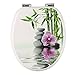 Produktbild WOLTU Premium WC-Sitz Toilettensitz mit Absenkautomatik, MDF Holzkern, Softclose Scharnier, Antibakteriell, Desgin Décor Steine Blumen Oval