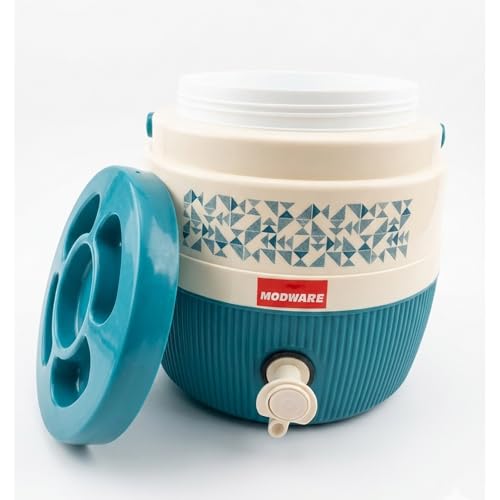 Image of MODWARE Kool Marina Insulated Plastic Water Jug, 6 litres, Food Grade, BPA Free, Easy to Carry (Green, 6000)