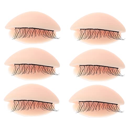 FOMIYES Eyelids Mold for Practice Realistic Silicone Eyelash Extension Kit 3 Pairs Molds