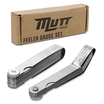 Mutt Tools 2pc Feeler Gauge Set - Premium Straight & Angled Feeler Gauges for Valves - Inch and Metric Measurement - Gap Tool for Automotive