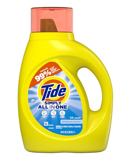 Tide Simply All In One Liquid Laundry Detergent, Refreshing Breeze, 34 fl oz, 24 loads
