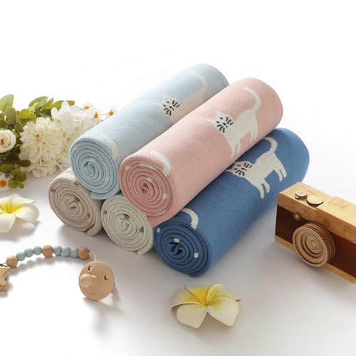 Image of Hadetoto Baby Blankets for Boys and Girls | Newborn, Knitted Cotton, Swaddle Blankets, Neutral Crochet Receiving Blanket, 40 x 30 inches