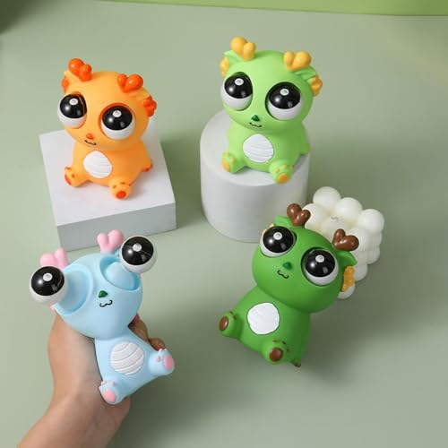 Image of Funny Dragon Pinch Toy | Squishy Dinosaur with Pop-Out Eyes | Stress Relief Squeeze Toy for Kids & Adults (Green)