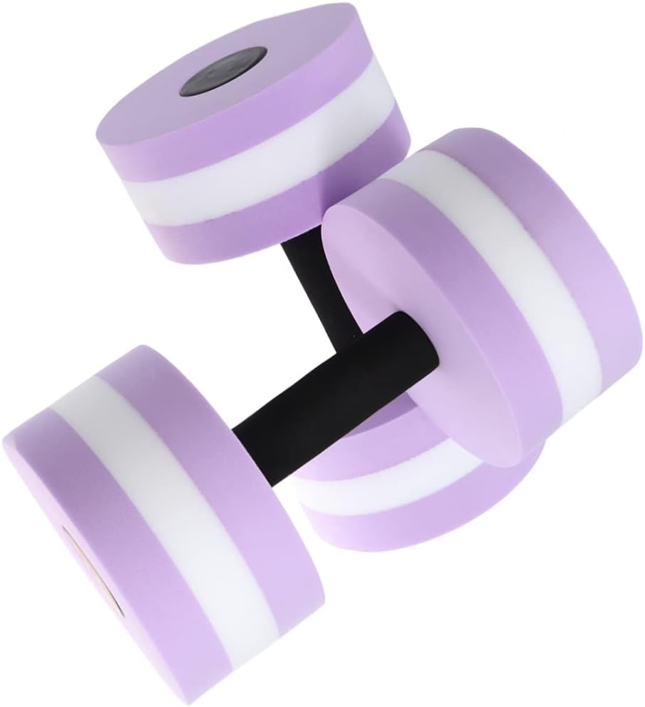 2Pcs Aquatic Water Barbells for Pool Exercise EVA Resistance Training | Foam Dumbbells Set, Purple Aquatic Fitness Equipment, Push Downs, Lower Back and Abdominal Use