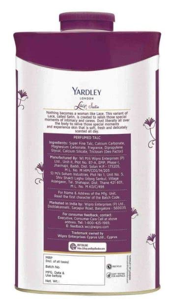 NM SELECT 2 x 100gm Yardley London Perfumed Talcum Powder Lace Satin - Image 3