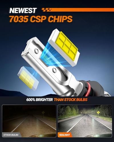 Image of SEALIGHT H10 9140 9145 LED Fog Light Bulbs or DRL, 10000LM Strong Penetration H10 LED Fog Lights 9145 LED Bulb 6500K White 600% Brightness H10 Fog Light Bulbs for Car, 3 Mins Plug & Play, Pack of 2