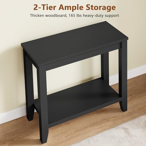 Hoctieon 2-Tier End Table for Living Room, Sturdy Wooden Side Table with 165 lbs Capacity, Compact Nightstand for Bedroom, Modern Sofa Table for Small Spaces, Set of 2, Black by Hoctieon - Used condition - Image 4