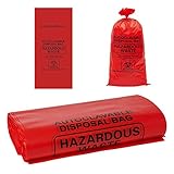 GUDGI 2-4 Gallon Red Polypropylene Biohazard Disposal Bags with Warning Label/Sterilization Indicator,24