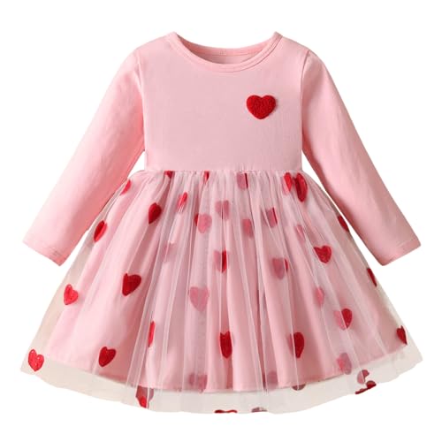 Vestido de princesa floral de manga larga para niñas, rojo, 7-8 años