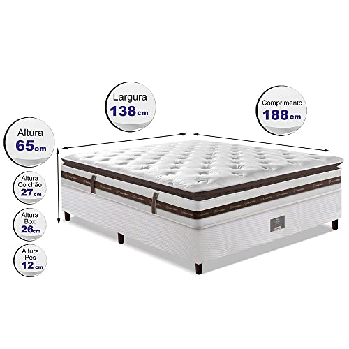 Cama Box Casal Colchão + Box 138x188 Molas Ensacadas Cama Inbox Relax Pillow