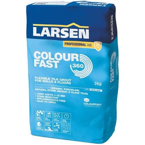 Colourfast 360 Flex Joint Flexible Tile Grout 3kg Rapid Set Mould & Stain Resistant For Walls & Floors 1–15mm Joints Smooth Finish for Ceramic & Porcelain (Silver Grey, 3Kg)