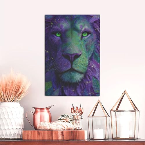Lienzo psicodélico de león Woshuwo Majestic: impresión estética decorativa de 30x45 cm 4