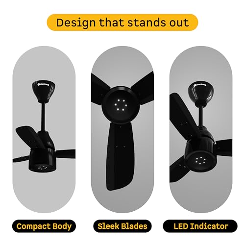 Image of atomberg Renesa Enzel 600mm BLDC Ceiling Fan with Remote | BEE 5 star | High Air Delivery | LED Speed Indicator | Low Noise | Sleek Design | Power Saving | 3 Year Warranty | Gloss Black