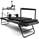 XCSCUK Pilates Reformer, Cama Plegable para Yoga y Fitness, Equipo de Pilates de Fuerza Ajustable, Adecuado para el hogar, Gimnasio (4 Latex Tube)