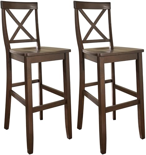 Crosley Furniture X-Back Wood Bar Stools Set of 2, Vintage M