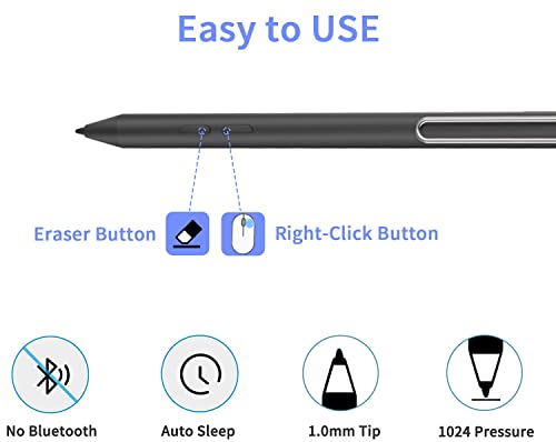 Stylus Pen For Microsoft Surface, Compatible With Surface Pro X/8/7/6/5/4/3, Surface Book 3/2/1, Surface Go3/2/1, Surface Laptop With1024 High Pressure Sensitivity (Black) #TOP3