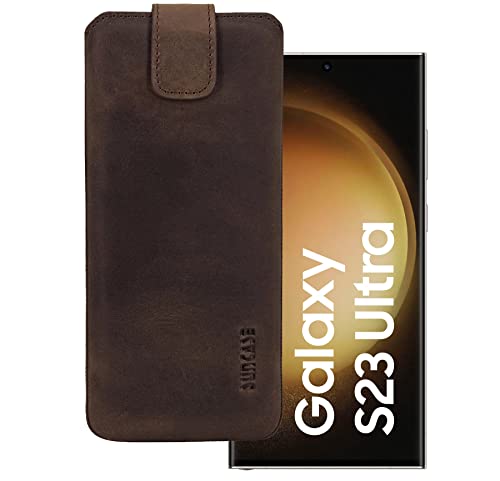 Étui cuir marron Galaxy S23 Ultra pour vos déplacements urbains