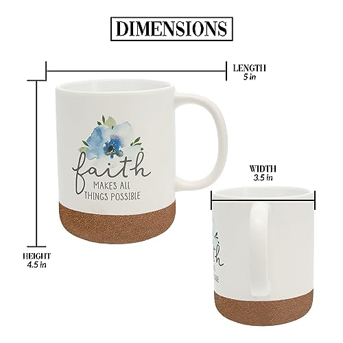 Taza de cerámica blanca con diseño floral 16 oz miniatura 5