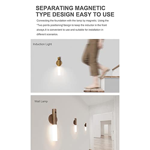 Landgoo Motion Sensor Night Lights Magnet Body Sensor Hallway Night Lights Rechargeable Led Light Portable Stairway Night Lights Wooden Wall Sconce Battery Powered Cabinet Lights(Walnut Wood 2Pcs) #TOP2