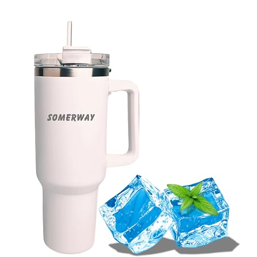 Somerway 1182ml Travel Mug 40oz Tumbler with Straw, Lid & Cleanin...