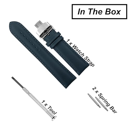 Image of DBLACK ''NAGATA3'' Leather Watch Strap with Butterfly Lock, Minimalist Design Watch Belt / / For 18mm, 20mm, 22mm, or 24mm Watch Band (Choose Your Size & Color)