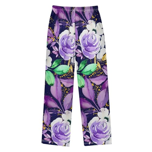 J JOYSAY Rose Foliage Midnight Blue Pajamas Pants Soft Long Pajama Bottoms Lounge Sleep Pants Size S-XL2