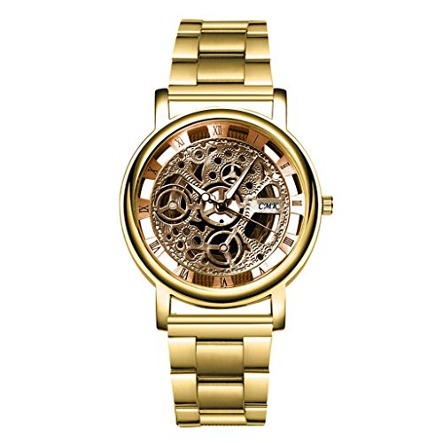 Mens Watches,Fxbar Luxury Design Men Analog Wrist Watch Charming Husband's Business Wristwatch Dress Watch(Gold)