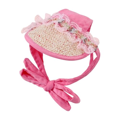 Fashion Sun Straw Hat For Dog Outdoor Activity Breathable Bowknot Sunproof Hat