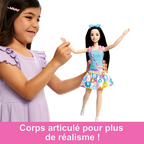 Barbie - Ma Première, Poupée pour Tout-Petits, Ma Première Poupée Renée, 34 Cm, avec Cheveux Noirs, Renard en Peluche, Accessoires, Corps Doux Et Flexible, Jouet Enfant, Dès 3 Ans, Hll22