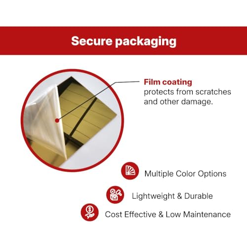 Image of Colorful Acrylic Sheets 8x12 (Pack of 6) - 0.11 Inch Thick Sheets for Arts & Crafts, DIY Projects | Easy to Cut w / CO2 Laser Cutting & Engraving (Gold Mirror Acrylic Sheet 8x12 (Pack of 2))
