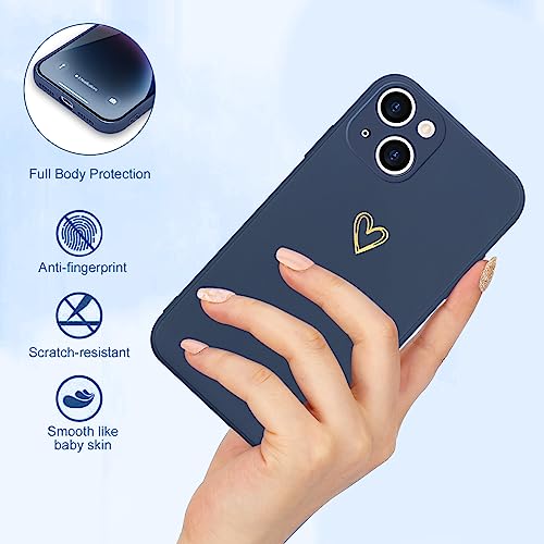 Image of Wirvyuer for iPhone 14 Case Cute Slim Shockproof Phone Case with Wireless Charging Support and Protection, Navy Blue