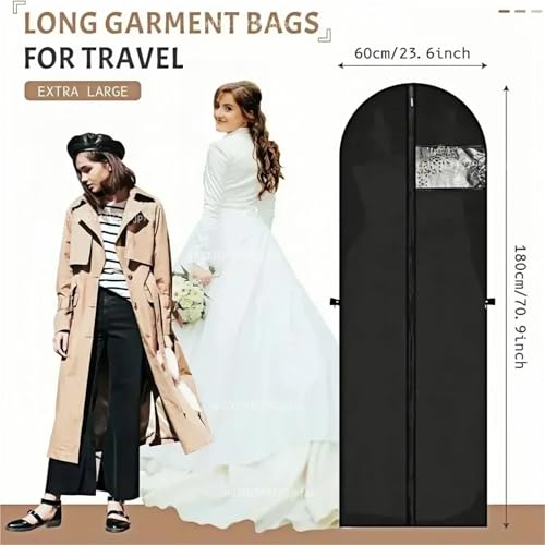 Hanging Garment Bag 60x180cm Wedding Dress Garment Bags for Dress Jacket Clothes Coat Dustproof Protector Cover Clothes Dust Cover Travel Bag 2PCS(White)4