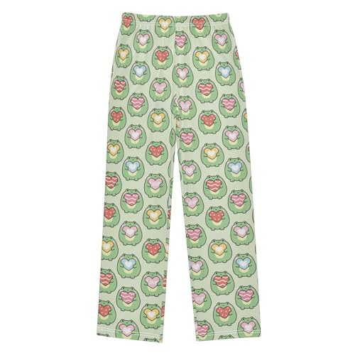 Frog with Sweet Love Boys Long Pants Soft Trousers Elastic Waist Kids Lounge Bottoms with Pockets S-XL