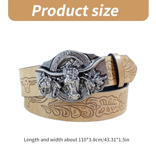 Waist Belt Punk Chain Embossed Belt Carved Cow Buckle Retro Floral Buckle Waist Chain Belt3