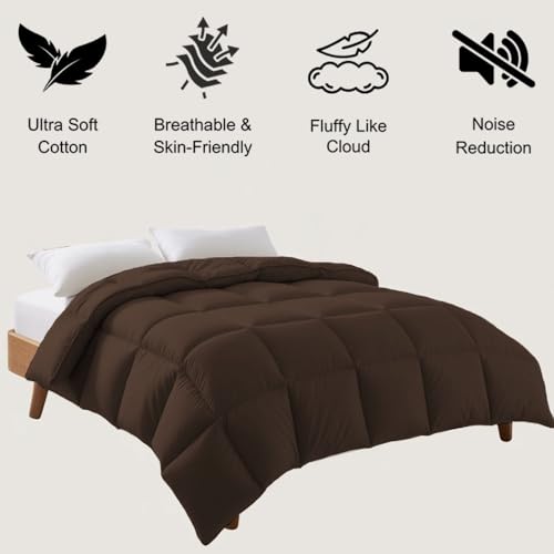 Image of Palatial King Size Comforter Set - All Season Down Alternative Bedding Comforter Set - Quilted Duvet Insert with Corner Tabs - Box Stitched Blanket - Breathable, Soft - Dark Chocolate