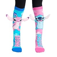 OHS Stitch Socks, Officially Licensed Over the Knee Socks for Kids Stitch Socks with Ears Girls Fluffy Socks for Children Super Soft Warm/Long - Stitch Gifts for Girls, Blue/Pink