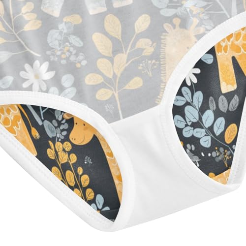 ZZKKO Elephant Giraffe Floral Girls Underwear Toddler Panties for Girls Comfort Brief Size 2-8T4