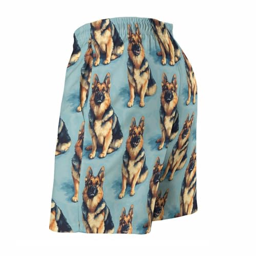 Hawaiian Shorts for Men - German Shepherd Dog Print Quick Dry Mens Swim Trunks Bathing Suits with Mesh Lining4