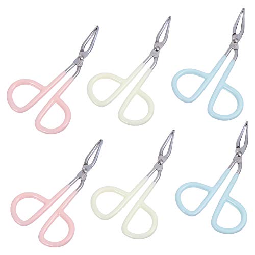 FRCOLOR 6 Piezas pinza tijeras de nariz mujeres desplumador women garrapata encarnado equipo agente de mudanzas Afilado tijeras para cejas herramienta cosmética Acero inoxidable