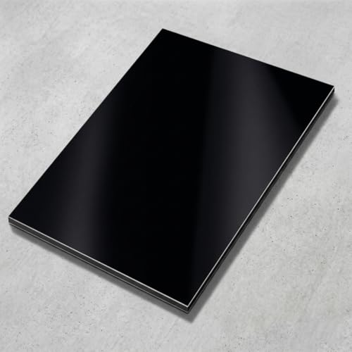 AtHaus® - Plaque Composite Aluminium 3 mm - Noire – Découpe sur mesure – Panneau résistant aux intempéries, durable et stable – pour Intérieur - Extérieur – 600 x 500 mm