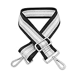Pinafore Crossbody Guitar Strap Replacement - Black and Silver Glitter Striped Adjustable Shoulder...