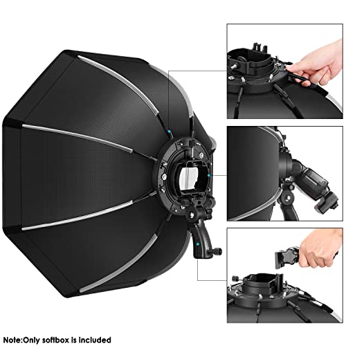 NEEWER 26"/65cm Octagonal Softbox Quick Release, with S-Type Bracket Mount, Carrying Bag Compatible with NEEWER TT560 NW561 NW600 NW620 NW700 NW-670 750II and Q3 AD200Pro Flash Strobes, SF-RP26