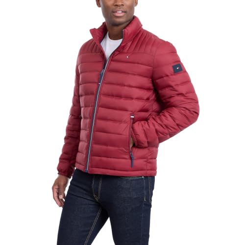 Image of Tommy Hilfiger Mens Embroidered Logo Puffer Jacket