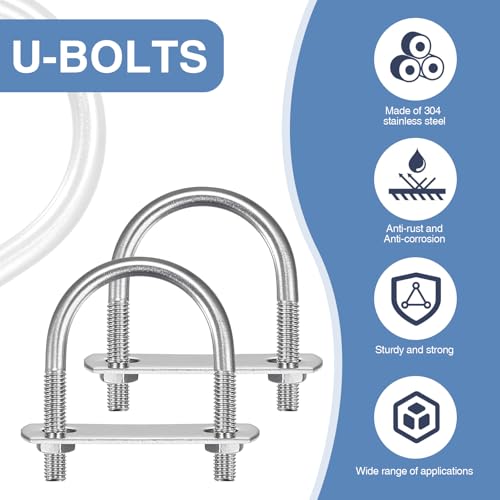 5 Stück U Bügel mit Gewinde M6 60 x 80 mm Bügelschraube Edelstahl 304 Bügelschelle U-Bolzen Bügelbolzen mit Muttern Rahmengurte für Zaunbefestigung Rohr Befestigung