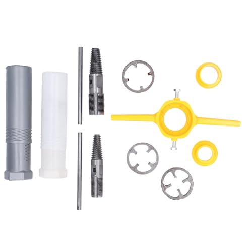 Xolsurg Pipe Threader Plumbing Tool ABS Alloy Steel PVC Thread Maker Tool 1/2in 3/4in 1in NPT Dies T Shape Handle Design Wide Application